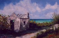 Bahamian Scene. Painted on site near Hopetown, Bahamas. Watercolor on paper.